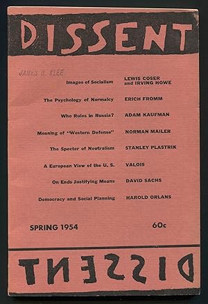 Bild des Verkufers fr Dissent: A Quarterly of Socialist Opinion - Volume 1, Number 2 - Spring 1954 zum Verkauf von Between the Covers-Rare Books, Inc. ABAA