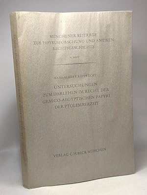 Image du vendeur pour Untersuchungen zum darlehen im recht der graeco-aegyptischen papyri der ptolemerzeit --- mnchener beitrge zur papyrusforschung und antiken rechtsgeschichte 51. HEFT mis en vente par crealivres