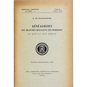 Seller image for Gnalogies des branches rgnantes des Rurikides du XIIIe au XVIe sicle for sale by Libreria Studio Bosazzi