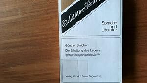 Bild des Verkufers fr Die Erhaltung des Lebens. Studien zum Rhythmus der 2lischen Komdie von William Shakespeare bis Edward Bond. zum Verkauf von Antiquariat Bookfarm