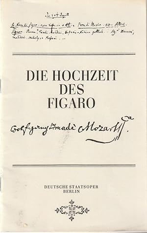 Bild des Verkufers fr Programmheft Wolfgang Amadeus Mozart DIE HOCHZEIT DES FIGARO oder DER TOLLE TAG 14. Dezember 1978 zum Verkauf von Programmhefte24 Schauspiel und Musiktheater der letzten 150 Jahre