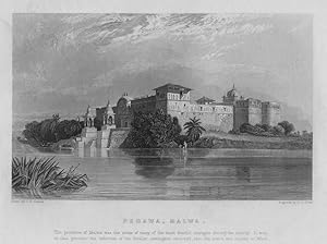 VIEW OF PERAWA IN INDIA,1858 Historical India Steel Engraving Antique Print