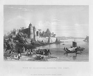 VIEW OF ALLAHABAD SHOWING THE FORT,1858 Historical India Steel Engraving Antique Print