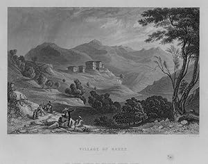 VIEW OF THE VILLAGE OF NAREE IN INDIA,1858 Historical India Steel Engraving Antique Print