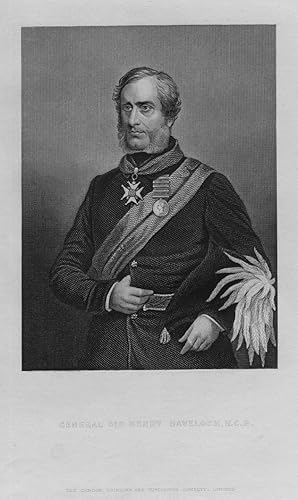 PORTRAIT OF GENERAL SIR HENRY HAVELOCK,1858 Historical India Steel Engraving Antique Print