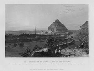 THE FORTRESS OF DOWLATABAD IN THE DECCAN OF INDIA,1858 Historical India Steel Engraving Antique P...