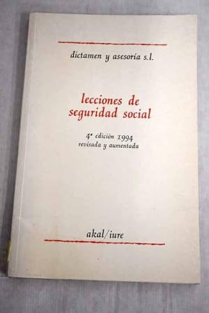 Imagen del vendedor de Lecciones de seguridad social a la venta por Alcan Libros