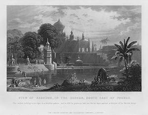 VIEW OF SASSOOR IN THE DECCAN SOUTHEAST OF POONAH INDIA,1858 Historical India Steel Engraving Ant...