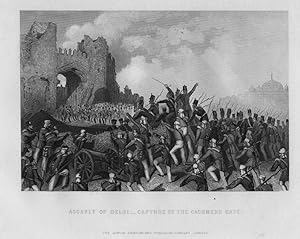 ASSAULT OF DELHI AND THE CAPTURE OF THE CASHMERE GATE,1858 Historical India Steel Engraving Antiq...