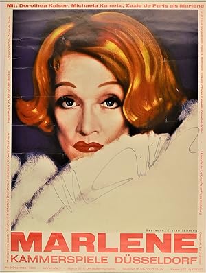 Plakat für die Musicalrevue "Marlene". Düsseldorf 1988. - Von Marlene Dietrich signiert.