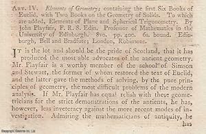 Seller image for Elements of Geometry; Containing The First Six Books of Euclid, with Two Books on The Geometry of Solids. An original article from the Monthly Review 1798. for sale by Cosmo Books