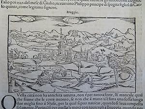 Bruges Belgium Netherlands 1598 Munster Cosmography wood cut print city view