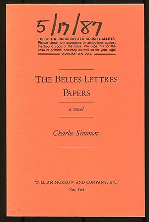 Bild des Verkufers fr The Belles Lettres Papers zum Verkauf von Between the Covers-Rare Books, Inc. ABAA