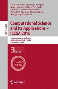 Bild des Verkufers fr Computational Science and Its Applications -- ICCSA 2016 zum Verkauf von moluna