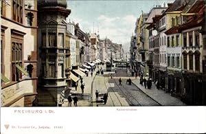 Ansichtskarte / Postkarte Freiburg im Breisgau, Kaiserstraße, Straßenbahn