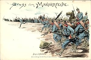 Künstler Litho Gerlach, Bayrische Infanterie im Manöver - Bruno Bürger No. 602