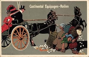 Künstler Ansichtskarte / Postkarte Reklame Continental Equipagen Reifen, Kutsche, Eierverkäuferinnen