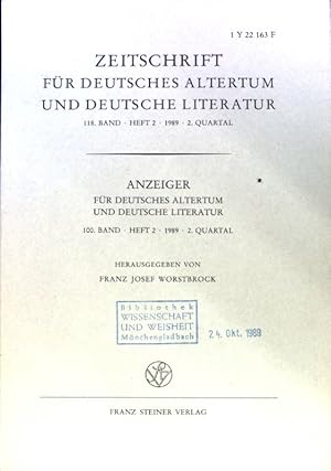 Imagen del vendedor de Flubergnge. Zur Konzeption des 'Straburger Alexander' - in: Zeitschrift fr deutsches Altertum und deutsche Literatur; 118. Band, Heft 2. 2. Quartal; Anzeiger fr deutsches Altertum und deutsche Literatur. 100. Band. Heft 2, 2. Quartal; a la venta por books4less (Versandantiquariat Petra Gros GmbH & Co. KG)