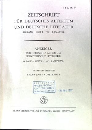 Bild des Verkufers fr Stabat mater dolorosa. Zum Verhltnis von Vorlage und Bearbeitung in der Lieddichtung des Mnchs von Salzburg. - in: Zeitschrift fr deutsches Altertum und deutsche Literatur; 116. Band, Heft 2. 2. Quartal; Anzeiger fr deutsches Altertum und deutsche Literatur. 98. Band. Heft 2, 2. Quartal; zum Verkauf von books4less (Versandantiquariat Petra Gros GmbH & Co. KG)