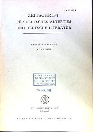 Bild des Verkufers fr Antiadoptianische Argumentation im AHD. Isidor? - in: Zeitschrift fr deutsches Altertum und deutsche Literatur; 108. Band, Heft 1. 1. Quartal; Anzeiger fr deutsches Altertum und deutsche Literatur. 90. Band. Heft 1, 1. Quartal; zum Verkauf von books4less (Versandantiquariat Petra Gros GmbH & Co. KG)