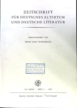 Imagen del vendedor de Schanpfanzun. Zur Entstehung einer offenen Erzhlwelt im 'Parzival' Wolframs von Eschenbach. - in: Zeitschrift fr deutsches Altertum und deutsche Literatur; 125. Band, Heft 3; a la venta por books4less (Versandantiquariat Petra Gros GmbH & Co. KG)