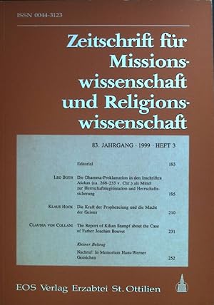 Bild des Verkufers fr Die Kraft der Prophezeiung und die Macht der Geister - in: Zeitschrift fr Missionswissenschaft und Religionswissenschaft; 83.Jahrgang, 1999, Heft 3. zum Verkauf von books4less (Versandantiquariat Petra Gros GmbH & Co. KG)