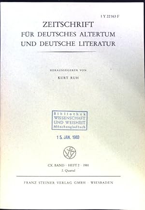 Bild des Verkufers fr Christliche Aspekte des 'Gnothi Seauton' Selbsterkenntnis und Mystik. - in: Zeitschrift fr deutsches Altertum und deutsche Literatur; 110. Band, Heft 2. 2. Quartal; Anzeiger fr deutsches Altertum und deutsche Literatur. 92. Band. Heft 2, 2. Quartal; zum Verkauf von books4less (Versandantiquariat Petra Gros GmbH & Co. KG)