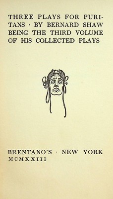 Seller image for Three Plays for Puritans. Being the Third Volume of His Collected Plays. (Includes: The Devil's Disciple; Caesar and Cleopatra & Captain Brassbound's Conversion) for sale by Kennys Bookstore