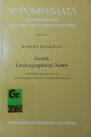 Seller image for Greek lexicographical notes. A critical supplement to the Greek-English lexicon of Liddel-Scott-Jones. for sale by Antiquariat Bookfarm