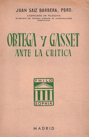 Imagen del vendedor de Ortega y Gasset ante la crtica a la venta por Librera Cajn Desastre