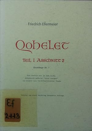 Bild des Verkufers fr Einzelfrage Nr. 7. Qohelet ; 1, 2. zum Verkauf von Antiquariat Bookfarm