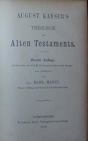 Bild des Verkufers fr Die Theologie des Alten Testaments in ihrer geschichtlichen Entwicklung dargestellt. zum Verkauf von Antiquariat Bookfarm