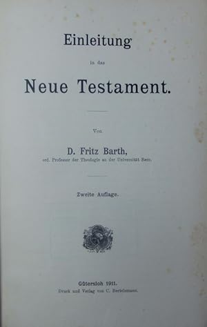Bild des Verkufers fr Einleitung in das Neue Testament. zum Verkauf von Antiquariat Bookfarm
