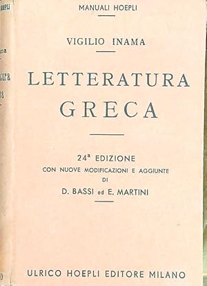 Imagen del vendedor de Letteratura Greca a la venta por Miliardi di Parole