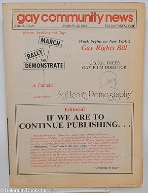 Seller image for GCN - Gay Community News: the gay weekly; vol. 5, #29, Jan. 28, 1978: If we are to continue publishing. for sale by Bolerium Books Inc.