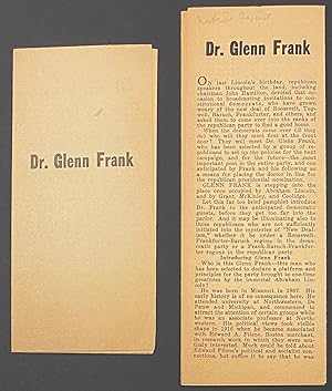 Dr. Glenn Frank [two variants of a brochure attacking him]