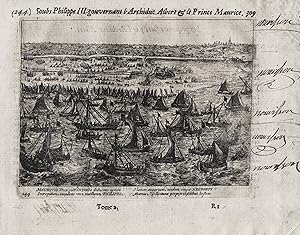 Image du vendeur pour Mauritio Duce per Fandros deducitur agmen Intrepidum." - Nieuwpoort ships Schiffe Vlaanderen Belgique Belgium Belgien mis en vente par Antiquariat Steffen Vlkel GmbH