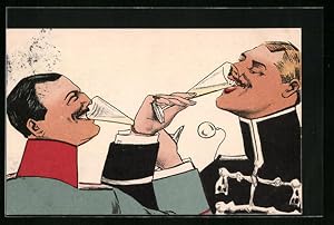 Bild des Verkufers fr Ansichtskarte Soldaten trinken auf Bruderschaft aus Sektglsern zum Verkauf von Bartko-Reher
