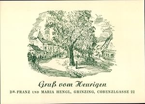 Ansichtskarte / Postkarte Wien 19 Döbling Grinzing, Gruß vom Heurigen, Dr. Franz und Maria Hengl,...