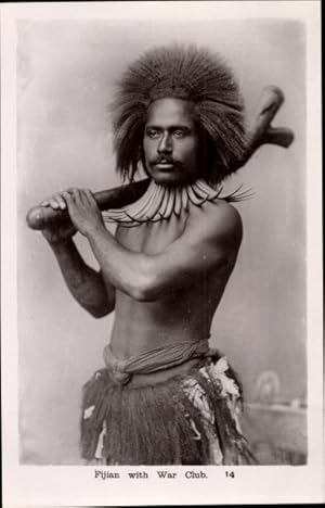 Seller image for Ansichtskarte / Postkarte Fidschi, Fijian with War Club, Mnnerportrait for sale by akpool GmbH