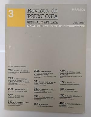 Seller image for Revista de Psicología general y aplicada. Vol 42, Nº 3 for sale by La Leona LibreRía