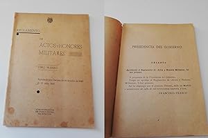 REGLAMENTO DE ACTOS Y HONORES MILITARES. LIBRO PRIMERO. 1943