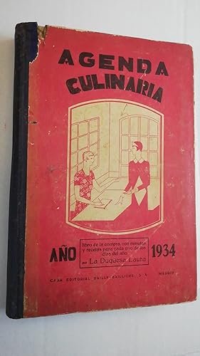Imagen del vendedor de AGENDA CULINARIA DE LA DUQUESA LAURA. 1934 a la venta por Librera Maestro Gozalbo