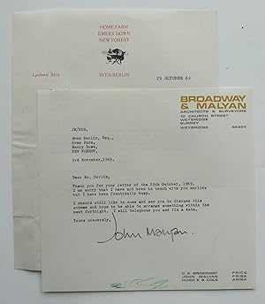 Correspondence between Berlin and John Malyan of Broadway & Malyan Architects and Surveyors of We...