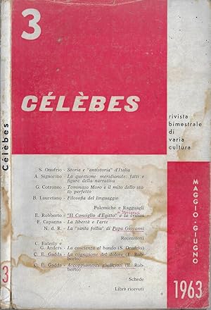 Bild des Verkufers fr Celebes n. 3 maggio-giugno 1963 Rivista bimestrale di varia cultura zum Verkauf von Biblioteca di Babele