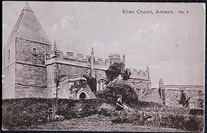 Amlwch Postcard Wales Eilian Church Vintage Sepia View
