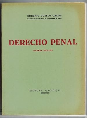 Seller image for Derecho Penal. (Tomo I: Parte general). Conforme al "Cdigo Penal, texto refundido de 1944". for sale by La Librera, Iberoamerikan. Buchhandlung