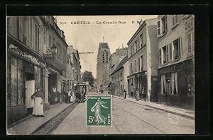 Ansichtskarte Creteil, La Grande Rue, Pferdebahn