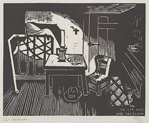 "LE LIT VIDE" Gravure sur bois de José CALDERON n° 229/450