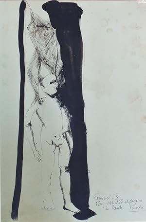 "LE PANTIN" Dessin sur papier à l'encre de Chine de Paule FOURNEL (1968)